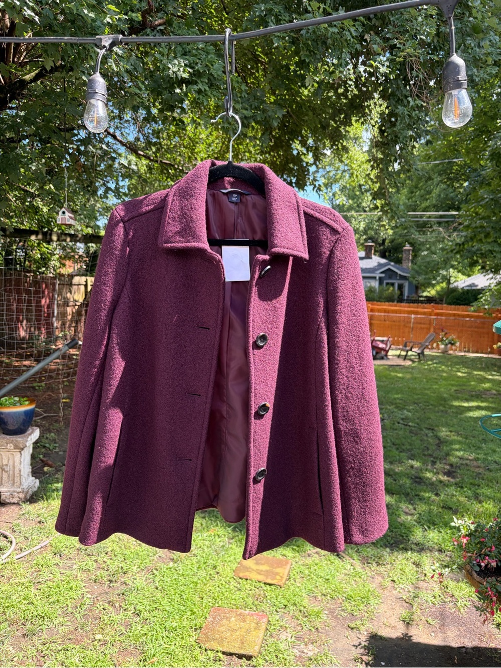Land’s End Women's Purple Bouclé Button Jacket - Modern Casual Coat - Picture 2 of 7